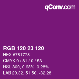 颜色代码: RGB 120 23 120 | qconv.com