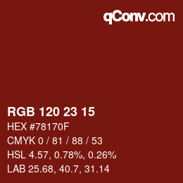 Color code: RGB 120 23 15 | qconv.com