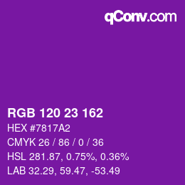 カラーコード: RGB 120 23 162 | qconv.com