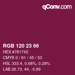 颜色代码: RGB 120 23 66 | qconv.com