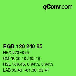 Color code: RGB 120 240 85 | qconv.com