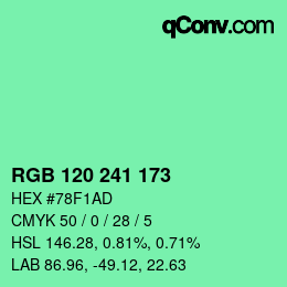 カラーコード: RGB 120 241 173 | qconv.com