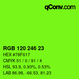 Color code: RGB 120 246 23 | qconv.com