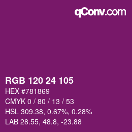 カラーコード: RGB 120 24 105 | qconv.com