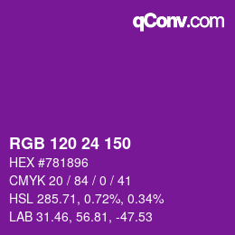 颜色代码: RGB 120 24 150 | qconv.com