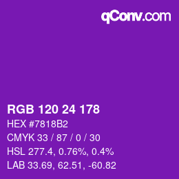 颜色代码: RGB 120 24 178 | qconv.com