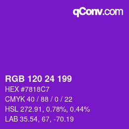 Color code: RGB 120 24 199 | qconv.com