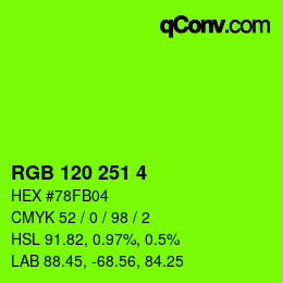 颜色代码: RGB 120 251 4 | qconv.com