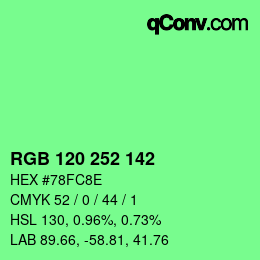 Color code: RGB 120 252 142 | qconv.com