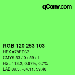 Color code: RGB 120 253 103 | qconv.com