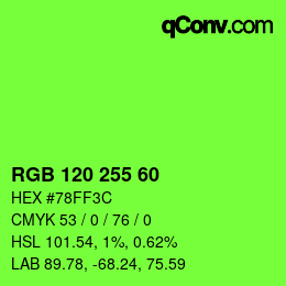 カラーコード: RGB 120 255 60 | qconv.com