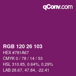 颜色代码: RGB 120 26 103 | qconv.com