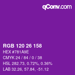 カラーコード: RGB 120 26 158 | qconv.com