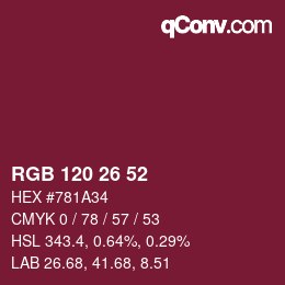 Color code: RGB 120 26 52 | qconv.com