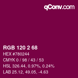 Color code: RGB 120 2 68 | qconv.com