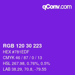 Color code: RGB 120 30 223 | qconv.com