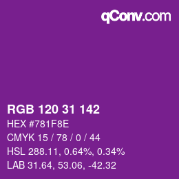 カラーコード: RGB 120 31 142 | qconv.com