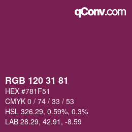 Color code: RGB 120 31 81 | qconv.com