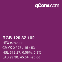 カラーコード: RGB 120 32 102 | qconv.com