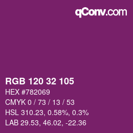 Color code: RGB 120 32 105 | qconv.com