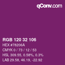 Color code: RGB 120 32 106 | qconv.com