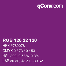 カラーコード: RGB 120 32 120 | qconv.com