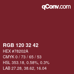 Color code: RGB 120 32 42 | qconv.com