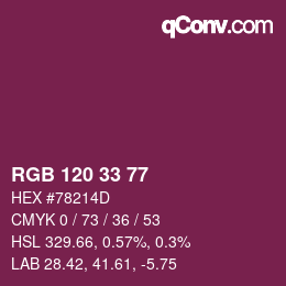 颜色代码: RGB 120 33 77 | qconv.com