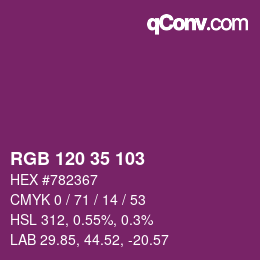 Color code: RGB 120 35 103 | qconv.com