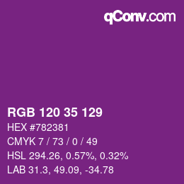 颜色代码: RGB 120 35 129 | qconv.com