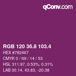 カラーコード: RGB 120 36.8 103.4 | qconv.com