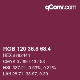 カラーコード: RGB 120 36.8 68.4 | qconv.com