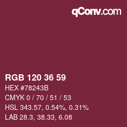 カラーコード: RGB 120 36 59 | qconv.com