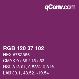 カラーコード: RGB 120 37 102 | qconv.com