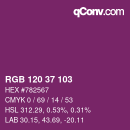 カラーコード: RGB 120 37 103 | qconv.com