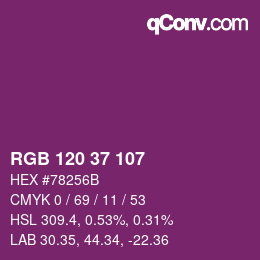 Color code: RGB 120 37 107 | qconv.com