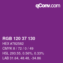 カラーコード: RGB 120 37 130 | qconv.com