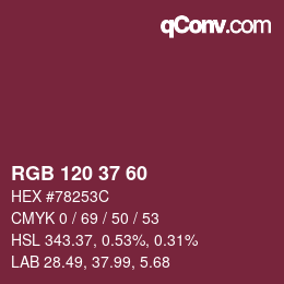 颜色代码: RGB 120 37 60 | qconv.com