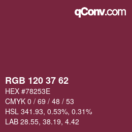 カラーコード: RGB 120 37 62 | qconv.com