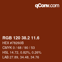 カラーコード: RGB 120 38.2 11.6 | qconv.com