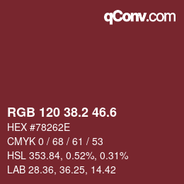 カラーコード: RGB 120 38.2 46.6 | qconv.com