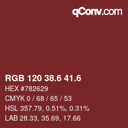 カラーコード: RGB 120 38.6 41.6 | qconv.com