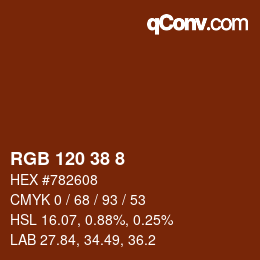 Color code: RGB 120 38 8 | qconv.com