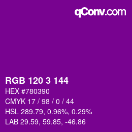 颜色代码: RGB 120 3 144 | qconv.com
