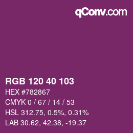 Código de color: RGB 120 40 103 | qconv.com
