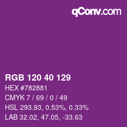 Color code: RGB 120 40 129 | qconv.com