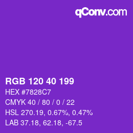 Color code: RGB 120 40 199 | qconv.com