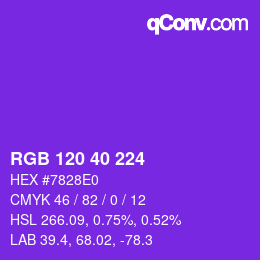 Color code: RGB 120 40 224 | qconv.com