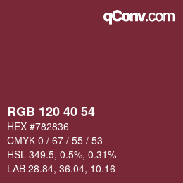 颜色代码: RGB 120 40 54 | qconv.com