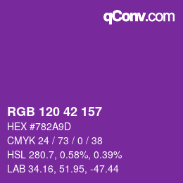 カラーコード: RGB 120 42 157 | qconv.com